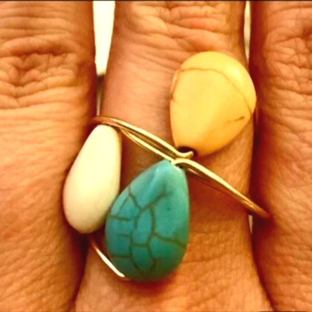 Turquoise TEXTURE 3PC RING SET - Picture 7 of 9